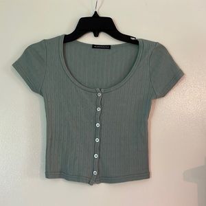 Brandy Melville Button Down TShirt - Sage Green